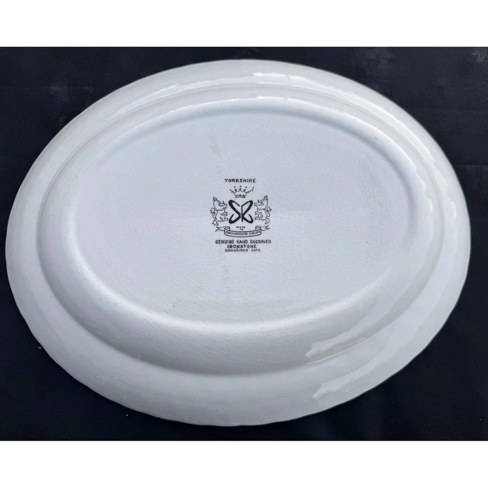 Vintage Yorkshire Staffordshire Ironstone Oval Platter England 14x11 Cottagecore